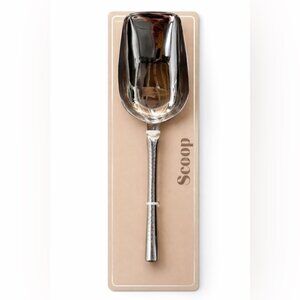 Large Stainless Steel Ice Scoop with beaten metal pattern on handle